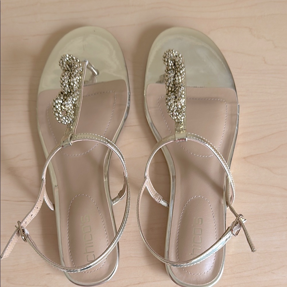CHICO’S Gold Embellished Sandals